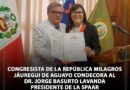 Congresista de la República condecora al Dr. Jorge Basurto Lavanda, Presidente de la SPAAR